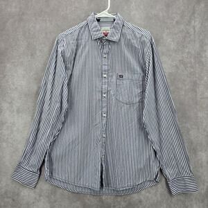 Arrow Purple White Stripes Button Down Long Sleeve Cotton Mens Shirt Medium